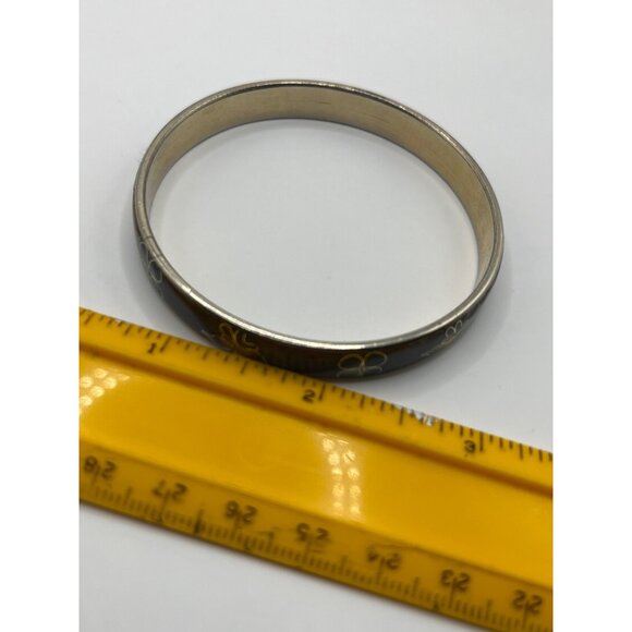 Vintage Cloisonné Enameled Floral Bangle Bracelet - Picture 4 of 5